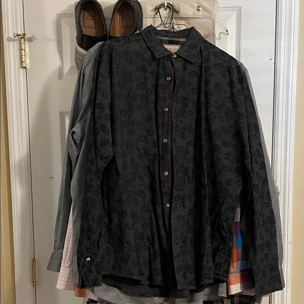 Vintage Italia xl Black Patterned Lightweight Shirt Jacket